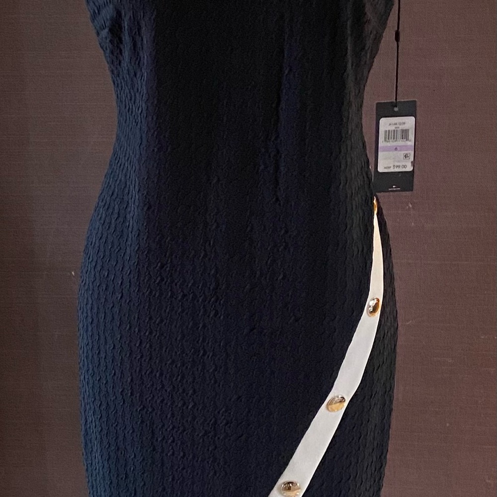Brand New With Tags! Beautiful Asymmetrical Tommy Hilfiger Dress Size 6 NVY Blue